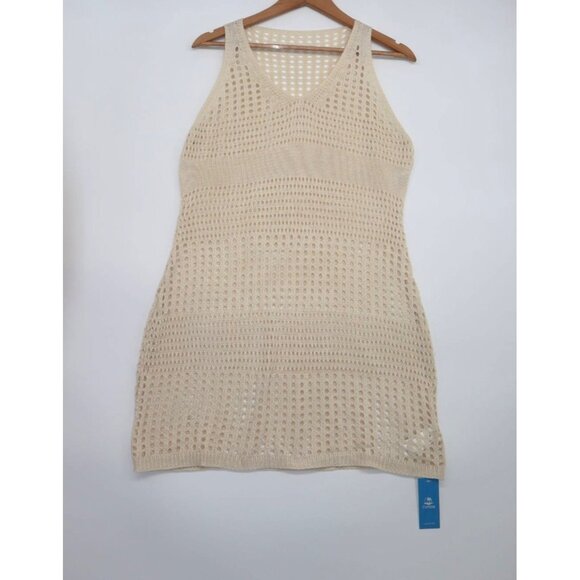 Cupshe Sleeveless Beige Crochet Knit Beach Cover-Up Dress M Summer - Picture 1 of 10